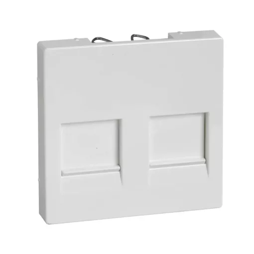 ÚJRACSOMAGOLT Schneider MTN4562-0319 polárfehér burkolat 2xRJ45 moduláris betétekhez (Merten M-Smart, M-Plan, M-Elegance)