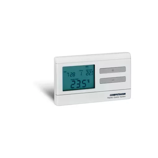 COMPUTHERM Q7 programozható digitális szobatermosztát, szivattyúvédő funkcióval és billentyűzárral, 24V DC / 230V AC vezérlőáram, telepfeszültség: 2xAA elem ( Q7 )