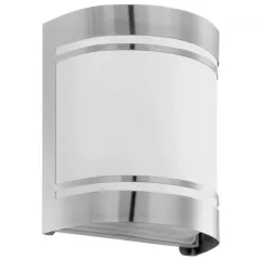   EGLO 30191 CERNO, kültéri, IP44-es fali lámpa, E27-es foglalattal, MAX 1X40W teljesítménnyel, nemesacél / nemesacél lámpatest, kapcsoló nélküli, fehér / szatinált üveg búrával