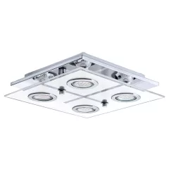   EGLO 30931 CABO, beltéri mennyezeti lámpa, GU10 foglalattal, MAX 4X3W teljesítménnyel, króm / nemesacél lámpatest, IP20, fehér, áttetsző / szatinált üveg búrával, kapcsoló nélkül