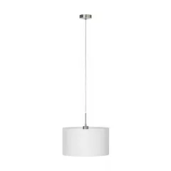   EGLO 31571 PASTERI, beltéri függeszték, E27 foglalattal, MAX 1X60W teljesítménnyel, matt nikkel / acél lámpatest, IP20, fehér / textil búrával, kapcsoló nélkül