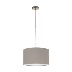   EGLO 31572 PASTERI, beltéri függeszték, E27 foglalattal, MAX 1X60W teljesítménnyel, matt nikkel / acél lámpatest, IP20, tópszín (szürkésbarna) / textil búrával, kapcsoló nélkül