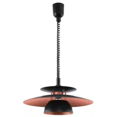  EGLO 31666 BRENDA, beltéri függeszték, E27 foglalattal, MAX 1X60W teljesítménnyel, fekete / műanyag, acél lámpatest, IP20, fekete, rézszínű / acél búrával, állítható magasság, kapcsoló nélkül