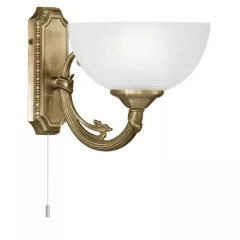   EGLO 82751 SAVOY, beltéri fali lámpa, E14 foglalattal, MAX 1X40W teljesítménnyel, bronz / fémöntvény lámpatest, IP20, fehér / szatinált üveg búrával, húzókapcsolóval