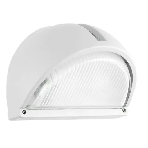 EGLO 89768 ONJA, kültéri, IP44-es fali lámpa, E27-es foglalattal, MAX 1X60W teljesítménnyel, fehér / alumíniumöntvény lámpatest, kapcsoló nélküli, áttetsző / bordás üveg búrával, sarokra szerelhető