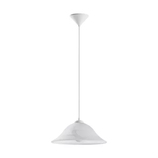 EGLO 90978 ALBANY, beltéri függeszték, E27 foglalattal, MAX 1X60W teljesítménnyel, fehér / műanyag lámpatest, IP20, fehér / alabástrom üveg búrával, kapcsoló nélkül
