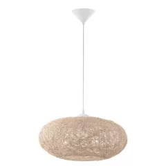   EGLO 93374 CAMPILO, beltéri függeszték, E27 foglalattal, MAX 1X60W teljesítménnyel, fehér / műanyag lámpatest, IP20, bézs / papír szálak búrával, kapcsoló nélkül