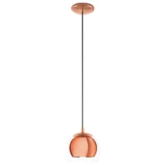   EGLO 94589 ROCAMAR, beltéri függeszték, E27 foglalattal, MAX 1X40W teljesítménnyel, vörösréz / acél lámpatest, IP20, áttetsző / üveg búrával, kapcsoló nélkül