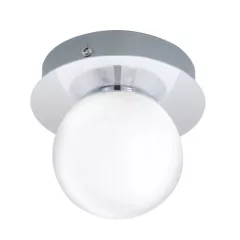   EGLO 94626 MOSIANO, beltéri IP44-es LED-es fali-mennyezeti lámpa, LED foglalattal, MAX 1X3,3W teljesítménnyel, 340lm, 3000 K, króm / nemesacél lámpatest, fehér / opál üveg búrával, LED nem cserélhető, kapcsoló nélkül