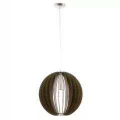   EGLO 94636 COSSANO, beltéri függeszték, E27 foglalattal, MAX 1X60W teljesítménnyel, matt nikkel / acél lámpatest, IP20, barna / fa búrával, kapcsoló nélkül