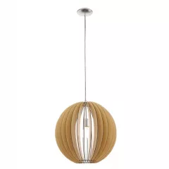   EGLO 94765 COSSANO, beltéri függeszték, E27 foglalattal, MAX 1X60W teljesítménnyel, matt nikkel / acél lámpatest, IP20, juhar / fa búrával, kapcsoló nélkül
