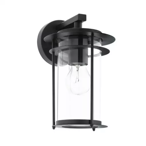 EGLO 96239 VALDEO, kültéri, IP44-es fali lámpa, E27-es foglalattal, MAX 1X60W teljesítménnyel, fekete / horganyzott acél lámpatest, kapcsoló nélküli, áttetsző / üveg búrával, sarokra szerelhető