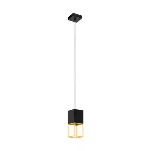 EGLO 97733 MONTEBALDO, beltéri függeszték, GU10 foglalattal, MAX 1X5W teljesítménnyel, fekete, arany / acél lámpatest, IP20, kapcsoló nélkül