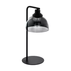   EGLO 98386 BELESER, beltéri asztali lámpa, E27 foglalattal, MAX 1X60W teljesítménnyel, fekete / acél lámpatest, IP20, fekete-áttetsző / mattított üveg búrával, zsinórkapcsolóval