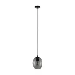   EGLO 98582 CADAQUES, beltéri függeszték, E27 foglalattal, MAX 1X40W teljesítménnyel, fekete / acél lámpatest, IP20, fekete-áttetsző / füstüveg búrával, kapcsoló nélkül