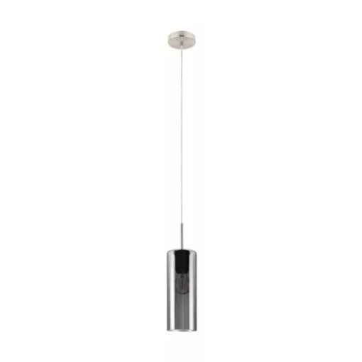 EGLO 98694 SELVINO, beltéri függeszték, E27 foglalattal, MAX 1X15W teljesítménnyel, matt nikkel / acél lámpatest, IP20, fekete-áttetsző / mattított üveg búrával, kapcsoló nélkül