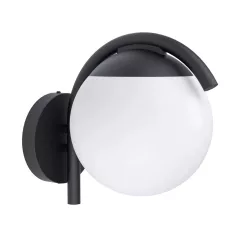   EGLO 98731 PRATA VECCHIA, kültéri, IP44-es fali lámpa, E27-es foglalattal, MAX 1X28W teljesítménnyel, fekete / horganyzott acél lámpatest, kapcsoló nélküli, fehér / műanyag búrával