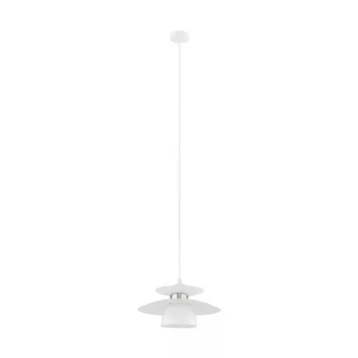 EGLO 98734 BRENDA, beltéri függeszték, E27 foglalattal, MAX 1X40W teljesítménnyel, fehér, matt nikkel / acél lámpatest, IP20, kapcsoló nélkül