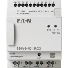   Eaton 197212 EASY-E4-UC-12RCX1 12/24V UC, Vezérlő Relé; 8DI(4AI)/4RO,Kij.nélk,ETH