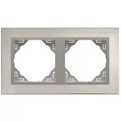   Efapel Logus90 90920 TIA 2-es keret inox / alumínium, függőleges és vízszintes elhelyezéssel, METALLO (Efapel 90920 T IA)