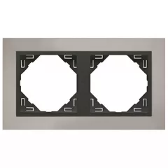   Efapel Logus90 90920 TRS 2-es keret króm / szürke, függőleges és vízszintes elhelyezéssel, METALLO (Efapel 90920 T RS)