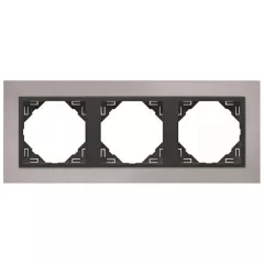   Efapel Logus90 90930 TRS 3-as keret króm / szürke, függőleges és vízszintes elhelyezéssel, METALLO (Efapel 90930 T RS)