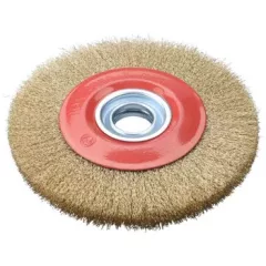   EXTOL CRAFT 17018 drótcsiszoló körkefe kettős köszörűre, 150mm, 32mm átm, műa. adapterek, hullámos szálú, rezezett acél ( 17018 )
