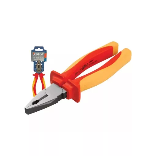 EXTOL PREMIUM 8813170 kombinált fogó, 160mm, szigetelt,1000V VDE, DIN ISO 5746, CV, duál piros/sárga nyél, akasztós szerszámtartó ( 8813170 )