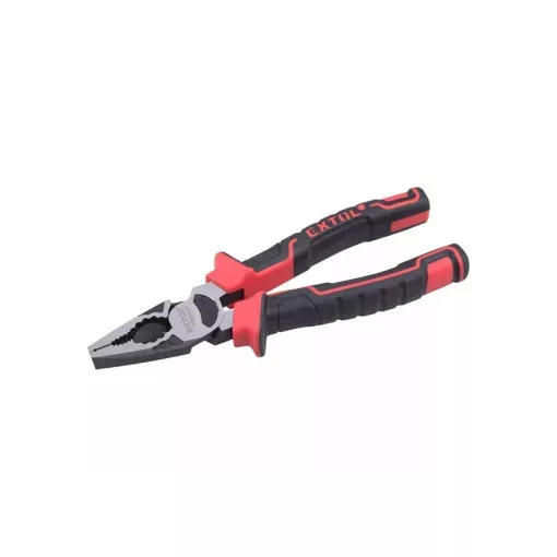 EXTOL PREMIUM 8813192 kombinált fogó, 180mm, duál vörös/fekete TPR nyél, 20% extra erőkifejtés, akasztós szerszámtartó ( 8813192 )