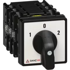   Ganz KK KK0-20-6008 kézi nyitott irányváltó motorkapcsoló, 1-0-2 állás, 3P, 20A, IP20/44, 690V, 5,5kW kapcsolható teljesítmény(AC-3,400V), 48x48x100mm ( Ganz 1AC6008AA00M30 )