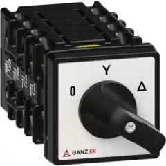   Ganz KK KK0-20-6009 kézi nyitott csillag-delta motor-átkapcsoló, 0-Y-Δ állás, 20A, IP20/44, 690V, 7,5kW kapcsolható teljesítmény(AC-3,400V), 48x48x115mm ( Ganz 1AC6009AA00M40 )