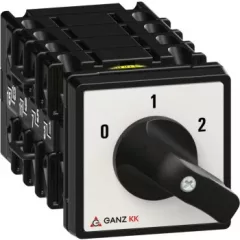   Ganz KK KK0-20-6013 kézi nyitott motorkapcsoló Dahlander-tekercselésű motorhoz, 0-1-2 állás, 20A, IP20/44, 690V, 5,5kW kapcsolható teljesítmény(AC-3,400V), 48x48x115mm ( Ganz 1AC6013AA00M40 )