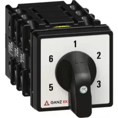   Ganz KK KK0-20-6037 kézi nyitott fokozatkapcsoló, 1-2-3-4-5-6 állás, 1P, 20A, IP20/44, 690V, 5,5kW kapcsolható teljesítmény(AC-3,400V), 48x48x100mm ( Ganz 1AC6037AA00M30 )