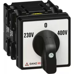   Ganz KK KK0-20-6066 kézi nyitott átkapcsoló, 230V-0-400V állás, 2P, 20A, IP20/44, 690V, 5,5kW kapcsolható teljesítmény(AC-3,400V), 48x48x85mm ( Ganz 1AC6066AA00M20 )
