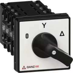   Ganz KK KK1-32-6009 kézi nyitott csillag-delta motor-átkapcsoló, 0-Y-Δ állás, 32A, IP20/44, 690V, 15kW kapcsolható teljesítmény(AC-3,400V), 64x64x115mm ( Ganz 1AF6009BB00M40 )