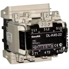   GANZ KK DL-K45-22 3 pólusú mágneskapcsoló, 2 db beépített záró és 2 db beépített nyitó segédérintkezővel, 220-230V, 45kW (AC-3 400V), 108×124×140mm ( GANZ 200-4517-650-DL )