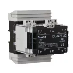   GANZ KK DL-K75-22 3 pólusú mágneskapcsoló, 2 db beépített záró és 2 db beépített nyitó segédérintkezővel, 220-230V, 75kW (AC-3 400V), 148×179×179mm ( GANZ 200-4522-650-DL )