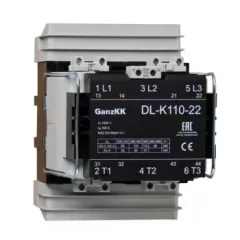   GANZ KK DL-K110-22 3 pólusú mágneskapcsoló, 2 db beépített záró és 2 db beépített nyitó segédérintkezővel, 220V, 110kW (AC-3 400V), 154×204×182mm ( GANZ 200-4529-050-DL )