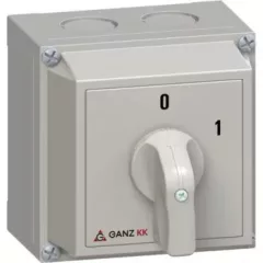   Ganz KK KKM0-20-6002 kézi tokozott BE-KI kapcsoló, 0-1 állás, 3P, 20A, IP65, 690V, 5,5kW kapcsolható teljesítmény(AC-3,400V), 88x88x101mm ( Ganz 3AC6002XB00S20 )