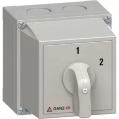   Ganz KK KKM0-20-6004 kézi tokozott átkapcsoló, 1-2 állás, 3P, 20A, IP65, 690V, 5,5kW kapcsolható teljesítmény(AC-3,400V), 100x100x122mm ( Ganz 3AC6004XB00S40 )