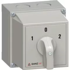   Ganz KK KKM0-20-6006 kézi tokozott átkapcsoló, 1-0-2 állás, 3P, 20A, IP65, 690V, 5,5kW kapcsolható teljesítmény(AC-3,400V), 100x100x122mm ( Ganz 3AC6006XB00S40 )
