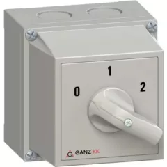   Ganz KK KKM0-20-6013 kézi tokozott motorkapcsoló Dahlander-tekercselésű motorhoz, 0-1-2 állás, 20A, IP65, 690V, 5,5kW kapcsolható teljesítmény(AC-3,400V), 100x100x122mm ( Ganz 3AC6013XB00S40 )