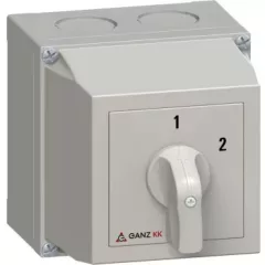   Ganz KK KKM1-32-6004 kézi tokozott átkapcsoló, 1-2 állás, 3P, 32A, IP65, 690V, 15kW kapcsolható teljesítmény(AC-3,400V), 100x100x140mm ( Ganz 4AF6004XB00S40 )