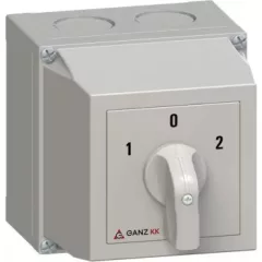   Ganz KK KKM1-32-6006 kézi tokozott átkapcsoló, 1-0-2 állás, 3P, 32A, IP65, 690V, 15kW kapcsolható teljesítmény(AC-3,400V), 100x100x140mm ( Ganz 4AF6006XB00S40 )