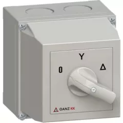   Ganz KK KKM1-32-6009 kézi tokozott csillag-delta motor-átkapcsoló, 0-Y-Δ állás, 32A, IP65, 690V, 15kW kapcsolható teljesítmény(AC-3,400V), 100x100x140mm ( Ganz 4AF6009XB00S40 )