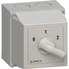   Ganz KK KKM1-32-6013 kézi tokozott motorkapcsoló Dahlander-tekercselésű motorhoz, 0-1-2 állás, 32A, IP65, 690V, 15kW kapcsolható teljesítmény(AC-3,400V), 100x100x140mm ( Ganz 4AF6013XB00S40 )
