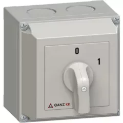   Ganz KK KKM1-32-6042 kézi tokozott BE-KI kapcsoló, 0-1 állás, 4P, 32A, IP65, 690V, 15kW kapcsolható teljesítmény(AC-3,400V), 100x100x112mm ( Ganz 4AF6042XB00S20 )