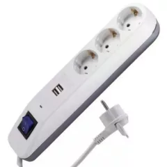   GAO Asztali elosztó "ICE" 3-as kapcsolóval 2USB-vel 1.4m fehér-szürke ( 0014348100 )