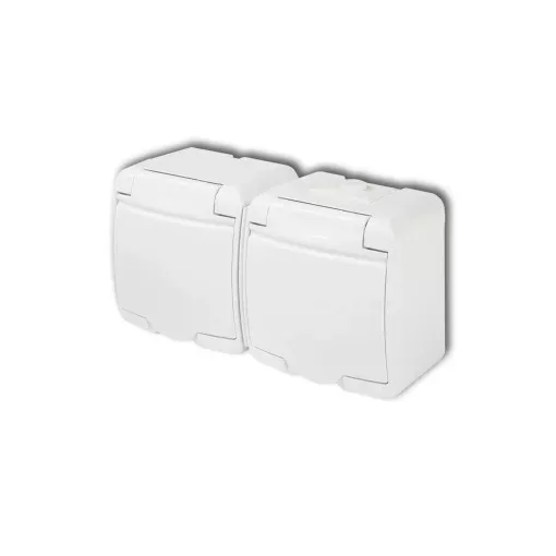 GAO Aquastar 2-es földelt dugalj, csapfedeles, IP54, fehér ( 22151 )