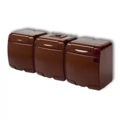   GAO Aquastar 3-as földelt dugalj, csapfedeles, IP54, barna ( 22161B )
